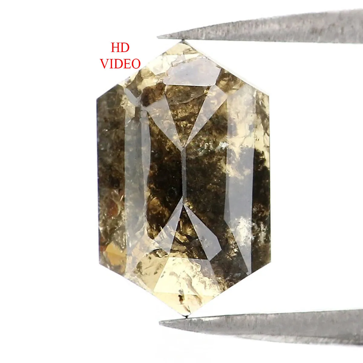 Natural Loose Hexagon Gray Brown Color Diamond 1.60 CT 10.00 MM Hexagon Shape Rose Cut Diamond L7187