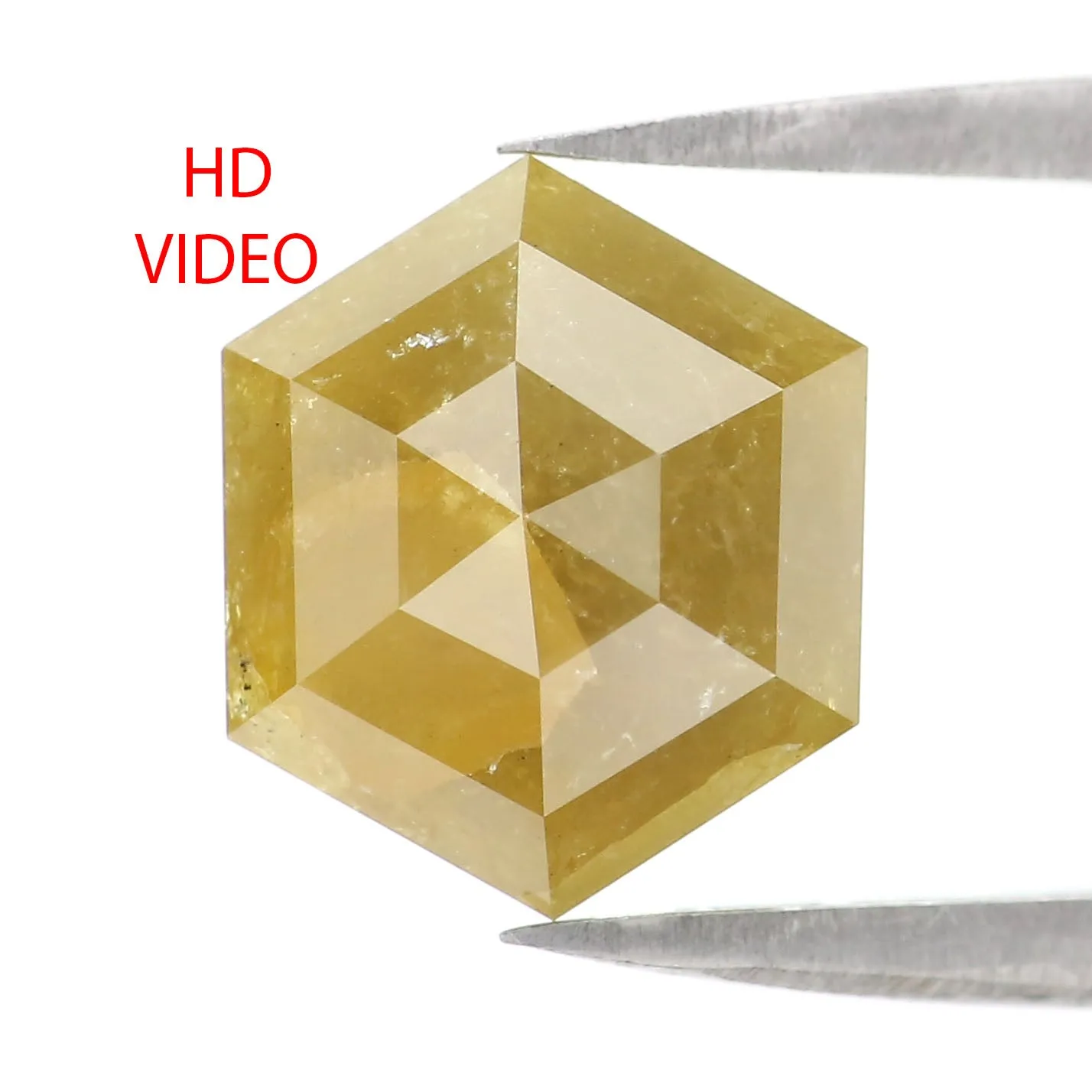 Natural Loose Hexagon Yellow Color Diamond 2.96 CT 9.91 MM Hexagon Shape Rose Cut Diamond L2426