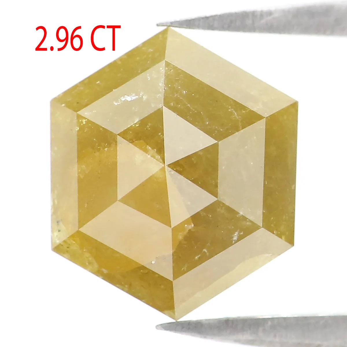 Natural Loose Hexagon Yellow Color Diamond 2.96 CT 9.91 MM Hexagon Shape Rose Cut Diamond L2426