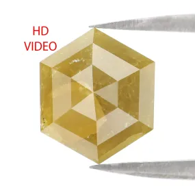 Natural Loose Hexagon Yellow Color Diamond 2.96 CT 9.91 MM Hexagon Shape Rose Cut Diamond L2426