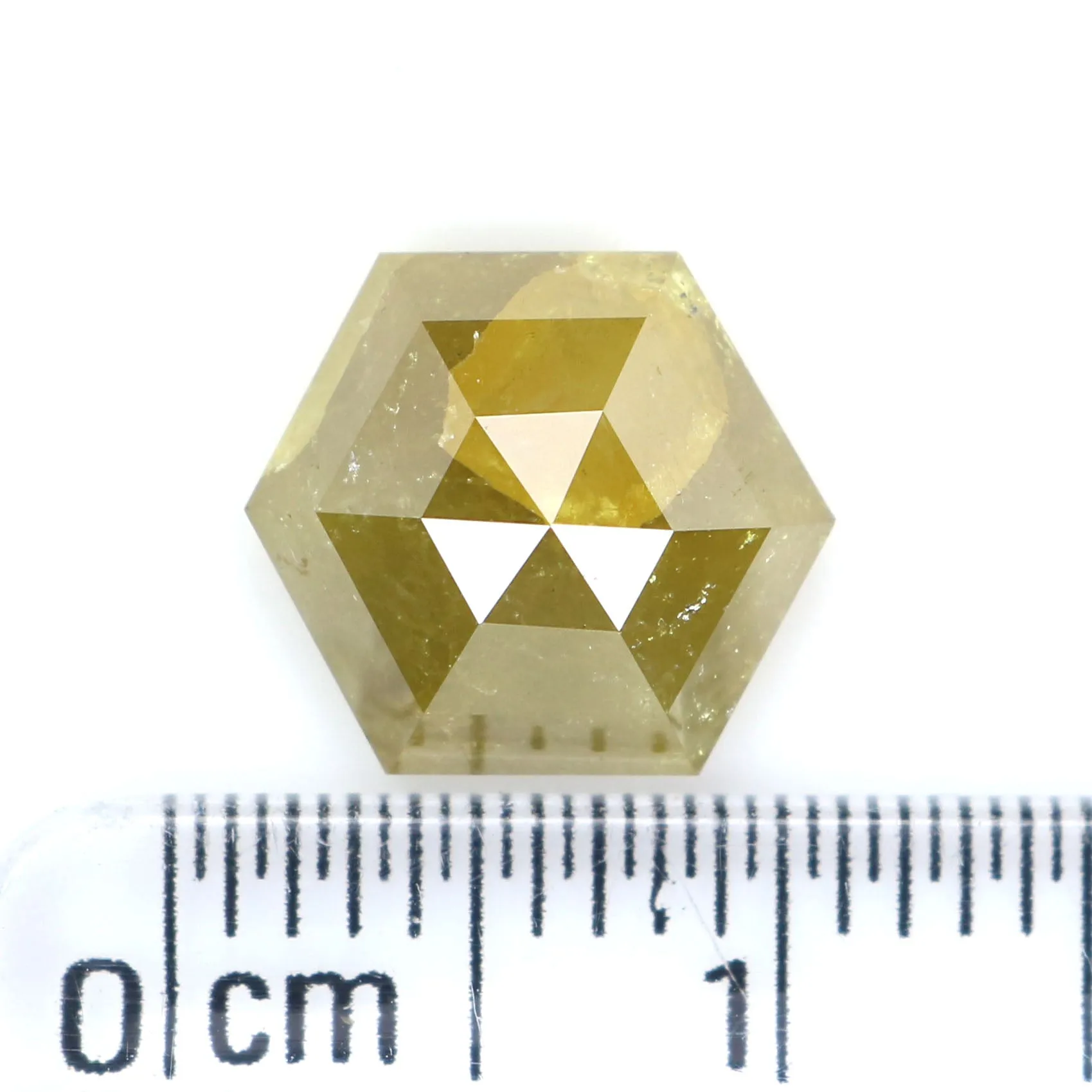 Natural Loose Hexagon Yellow Color Diamond 2.96 CT 9.91 MM Hexagon Shape Rose Cut Diamond L2426