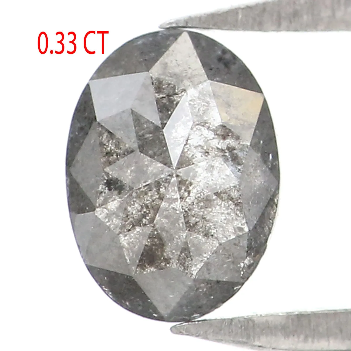 Natural Loose Oval Salt And Pepper Diamond Black Grey Color 0.33 CT 5.44 MM Oval Shape Rose Cut Diamond KR2574