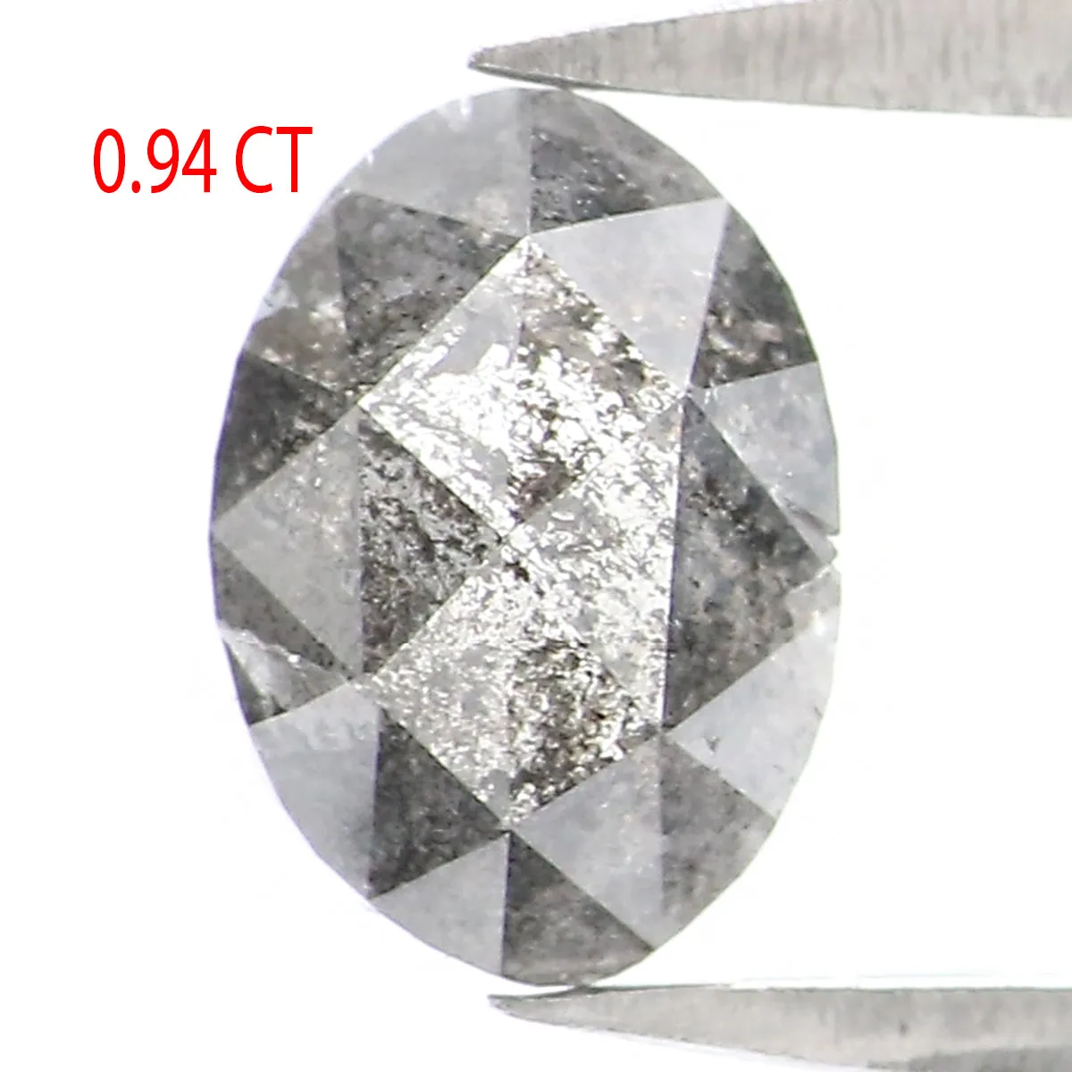 Natural Loose Oval Salt And Pepper Diamond Black Grey Color 0.94 CT 7.10 MM Oval Shape Rose Cut Diamond L7060