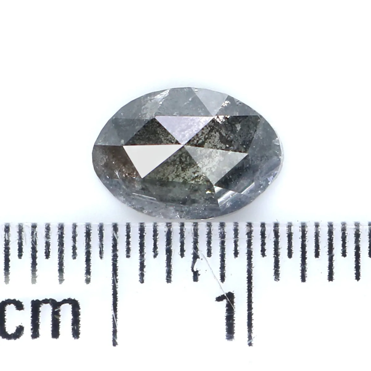 Natural Loose Oval Salt And Pepper Diamond Black Grey Color 0.94 CT 7.10 MM Oval Shape Rose Cut Diamond L7060