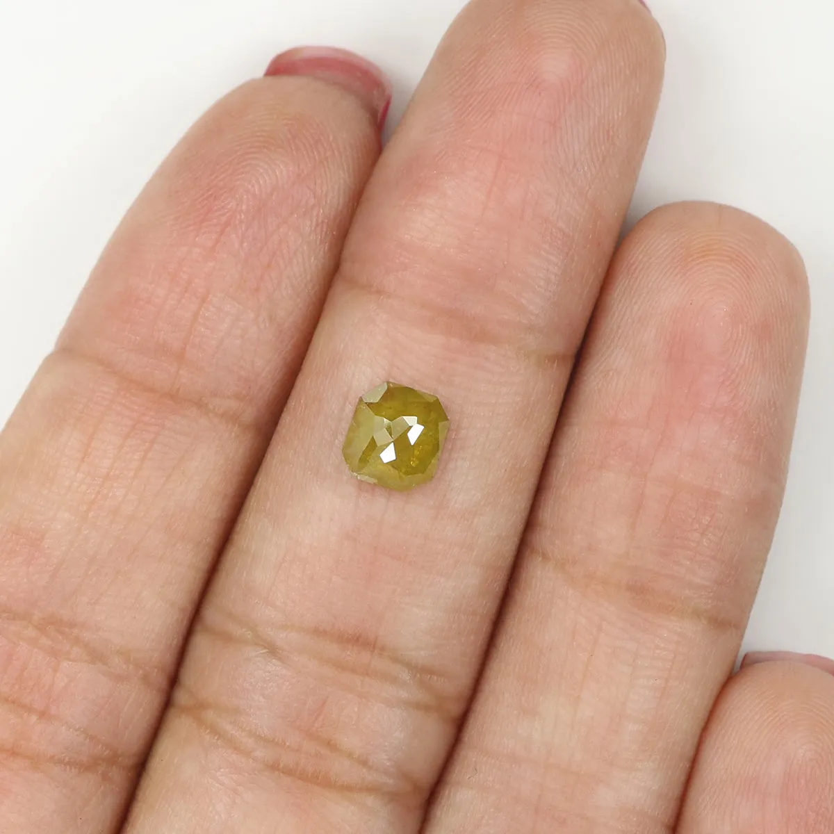 Natural Loose Radiant Diamond Green Yellow Color 0.77 CT 5.60  MM Radiant Shape Rose Cut Diamond KR619