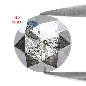 Natural Loose Rose Cut Salt And Pepper Diamond Black Grey Color 0.51 CT 5.20 MM Round Rose Cut Shape Diamond L5981