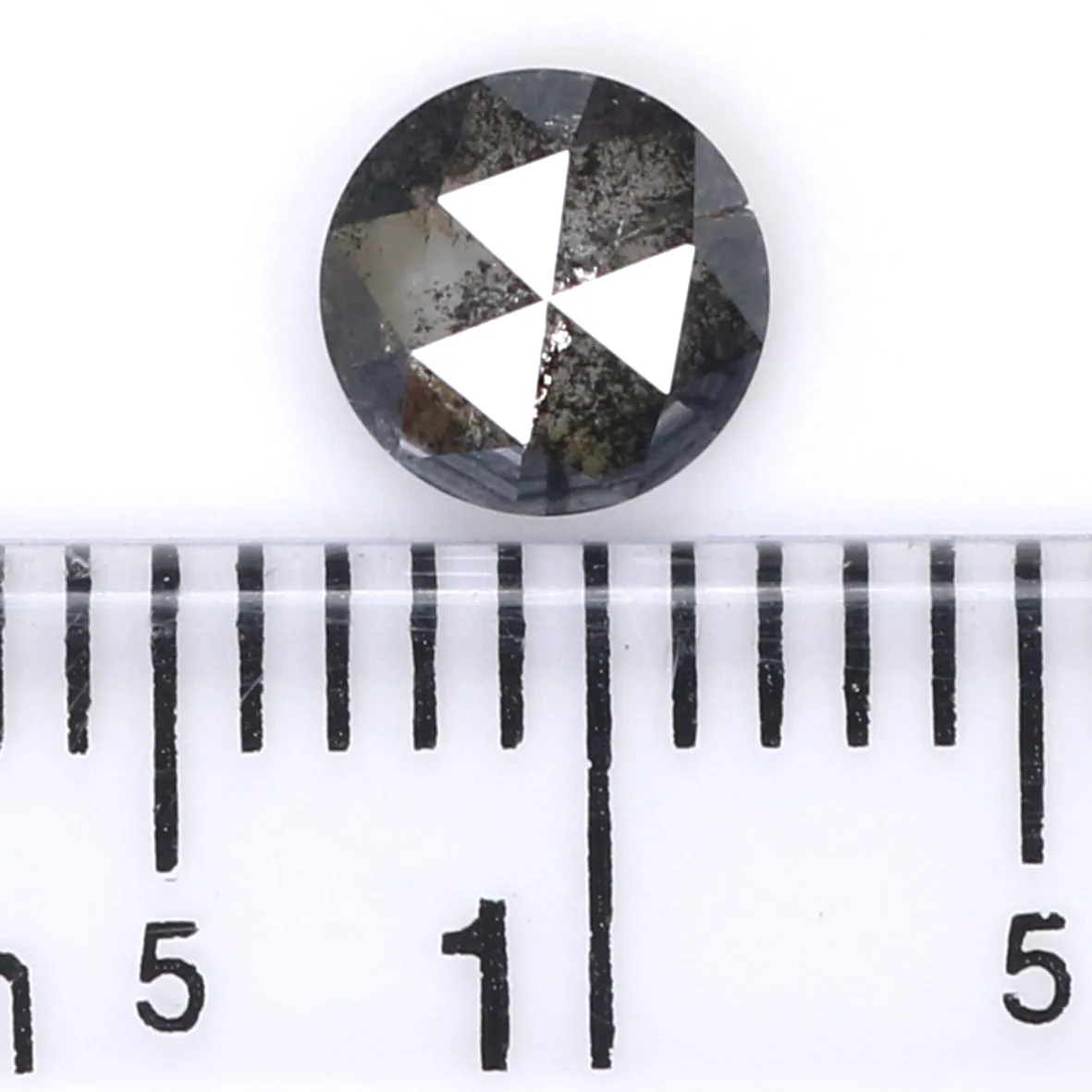 Natural Loose Rose Cut Salt And Pepper Diamond Black Grey Color 0.51 CT 5.20 MM Round Rose Cut Shape Diamond L5981