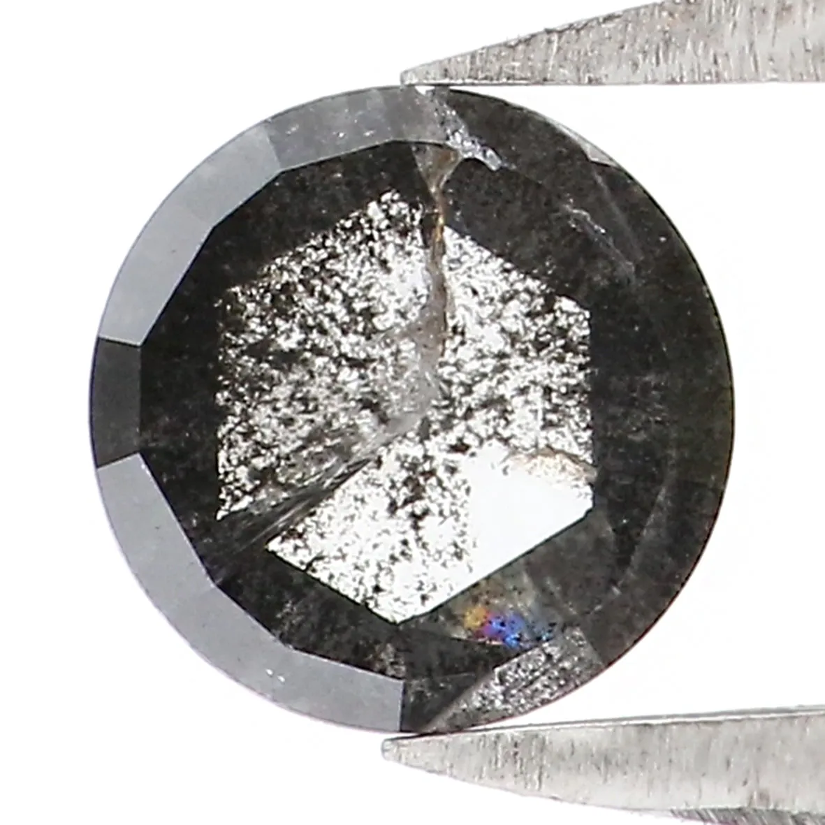 Natural Loose Rose Cut Salt And Pepper Diamond Black Grey Color 0.51 CT 5.20 MM Round Rose Cut Shape Diamond L5981