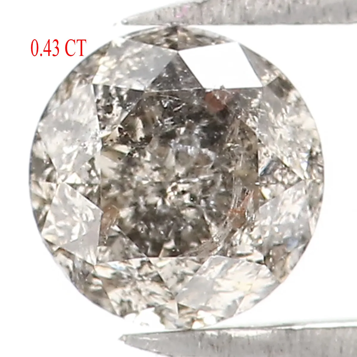 Natural Loose Round Salt And Pepper Diamond Black Grey Color 0.43 CT 4.55 MM Round Brilliant Cut Diamond KR2414