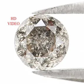 Natural Loose Round Salt And Pepper Diamond Black Grey Color 0.43 CT 4.55 MM Round Brilliant Cut Diamond KR2414