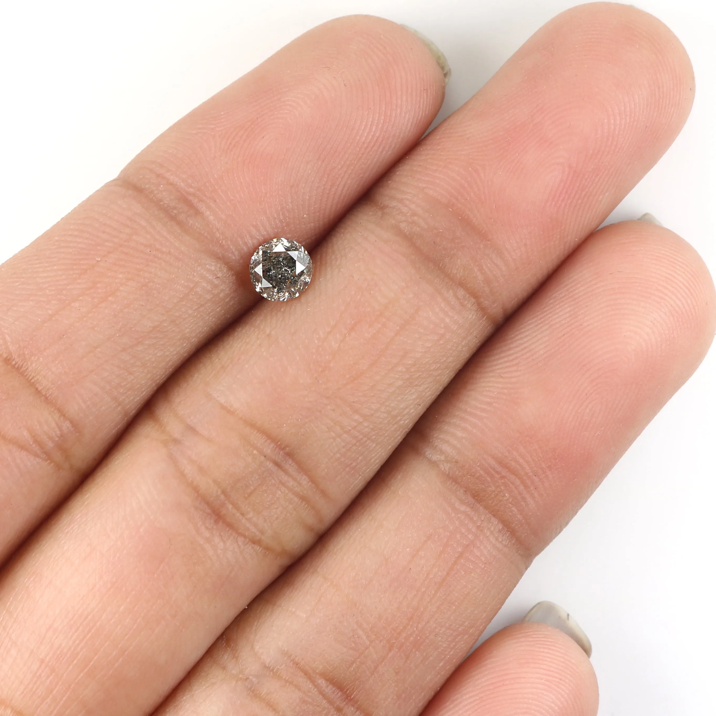 Natural Loose Round Salt And Pepper Diamond Black Grey Color 0.43 CT 4.55 MM Round Brilliant Cut Diamond KR2414