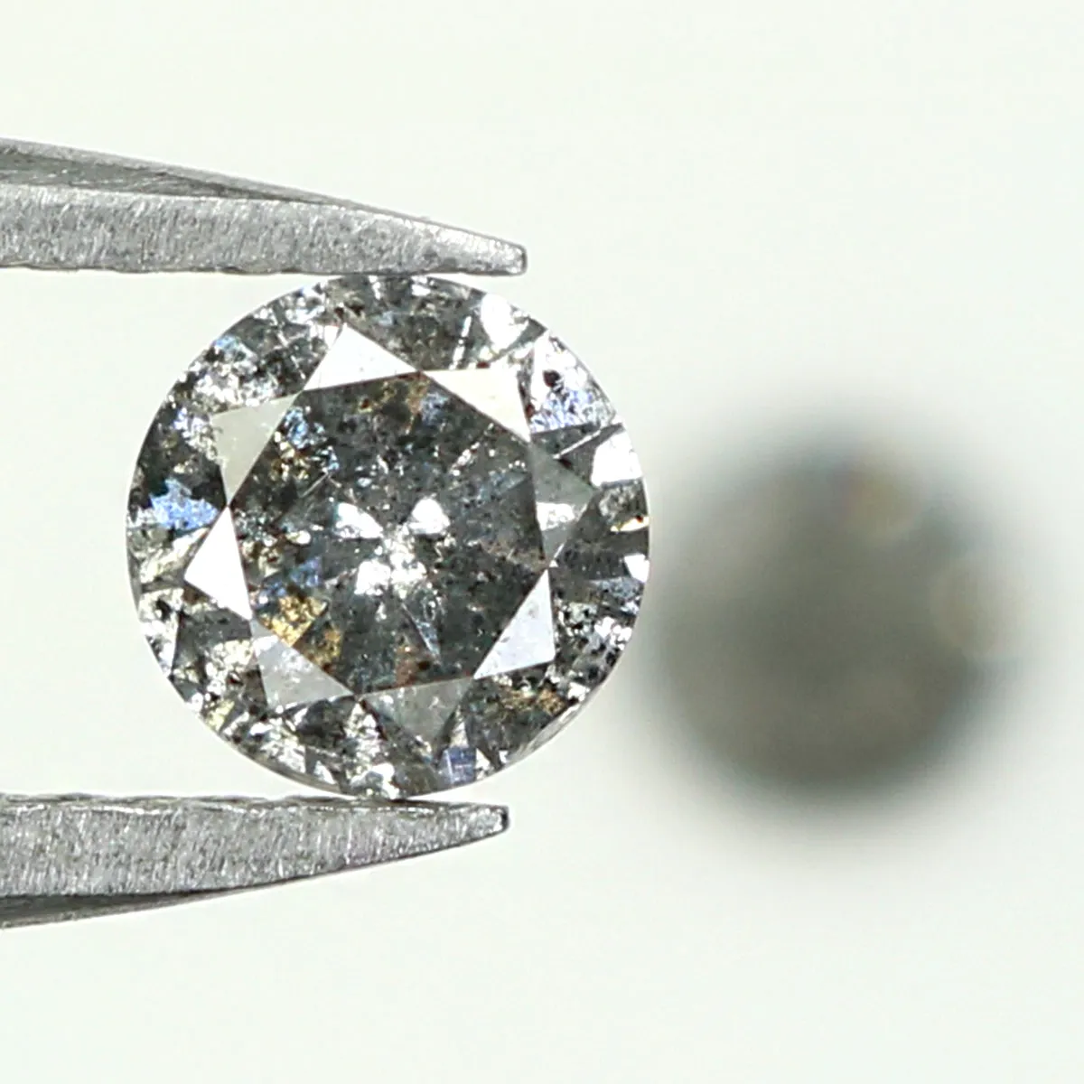 Natural Loose Round Salt And Pepper Diamond Black Grey Color 0.63 CT 4.25 MM Round Brilliant Cut Diamond KDL1377