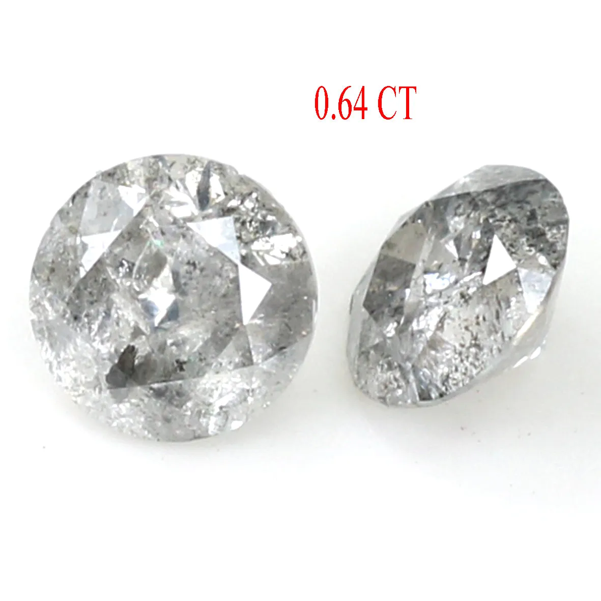 Natural Loose Round Salt And Pepper Diamond Black Grey Color 0.64 CT 4.25 MM Round Brilliant Cut Diamond L1954