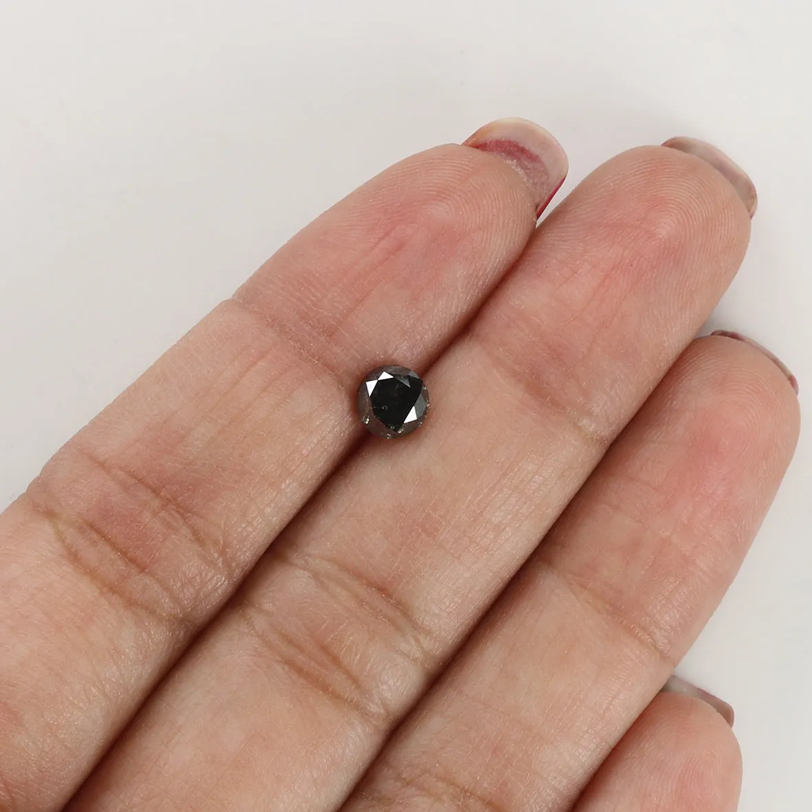 Natural Loose Round Salt And Pepper Diamond Black Grey Color 0.64 CT 5.10 MM Round Brilliant Cut Diamond KR2051