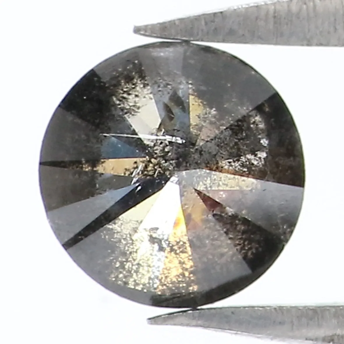 Natural Loose Round Salt And Pepper Diamond Black Grey Color 0.64 CT 5.10 MM Round Brilliant Cut Diamond KR2051