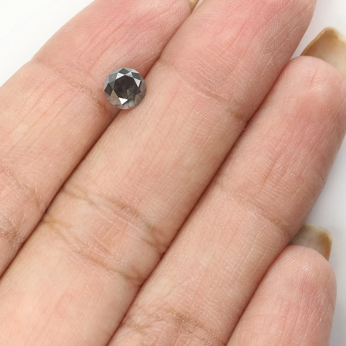 Natural Loose Round Salt And Pepper Diamond Black Grey Color 0.68 CT 5.30 MM Round Brilliant Cut Diamond L1765