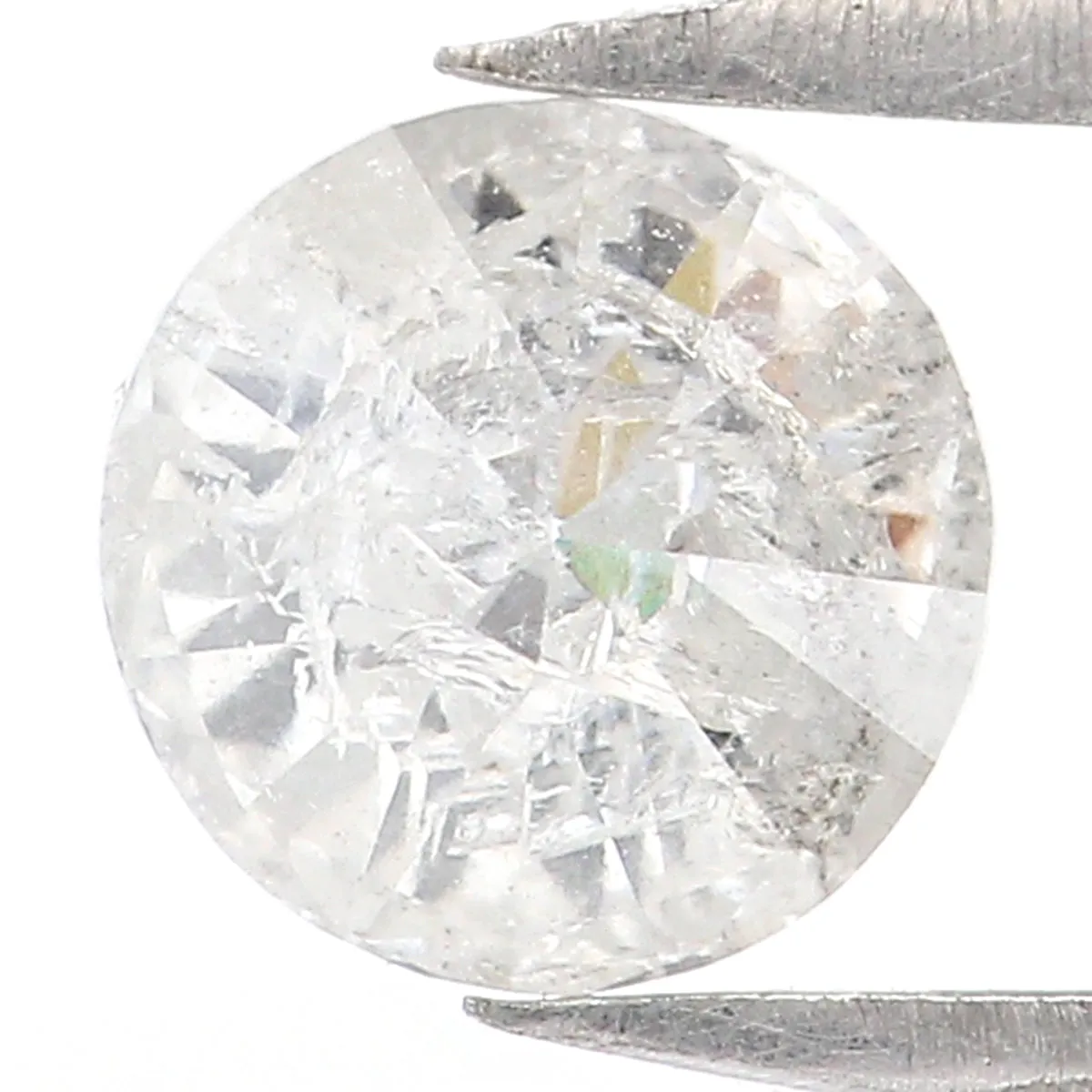 Natural Loose Round Salt And Pepper Diamond Black Grey Color 0.79 CT 5.60 MM Round Brilliant Cut Diamond L478