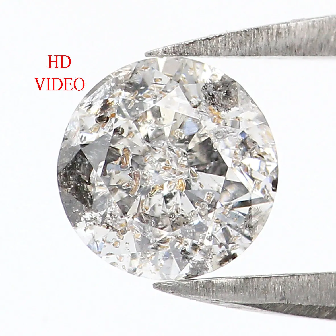 Natural Loose Round Salt And Pepper Diamond Black Grey Color 0.84 CT 5.80 MM Round Brilliant Cut Diamond L8171