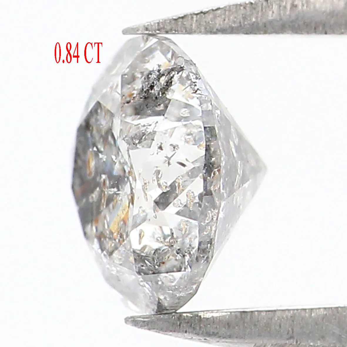 Natural Loose Round Salt And Pepper Diamond Black Grey Color 0.84 CT 5.80 MM Round Brilliant Cut Diamond L8171