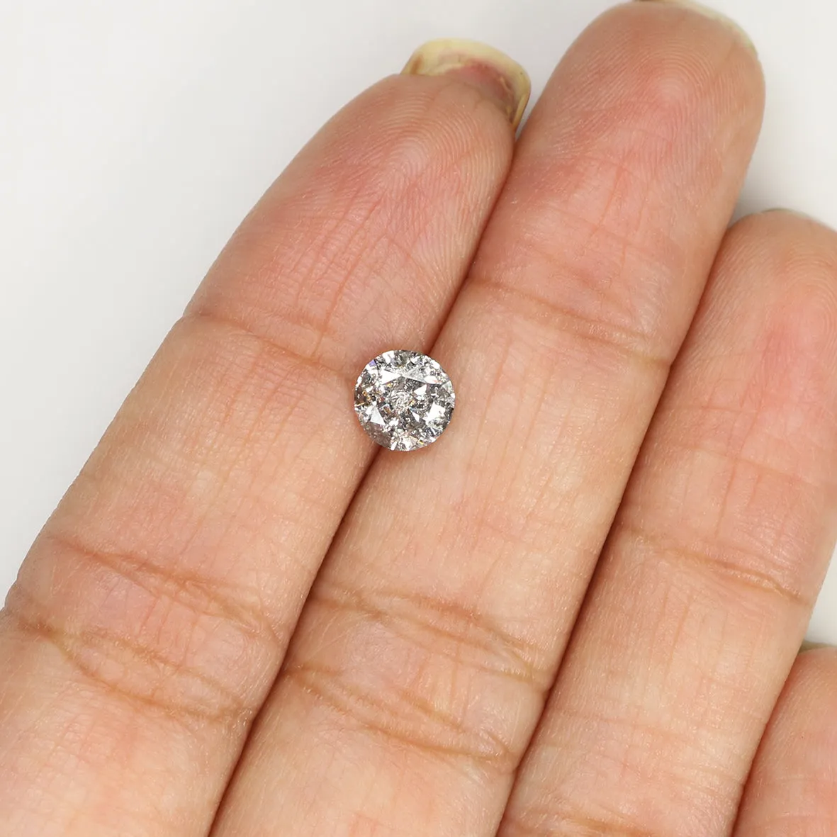 Natural Loose Round Salt And Pepper Diamond Black Grey Color 0.84 CT 5.80 MM Round Brilliant Cut Diamond L8171