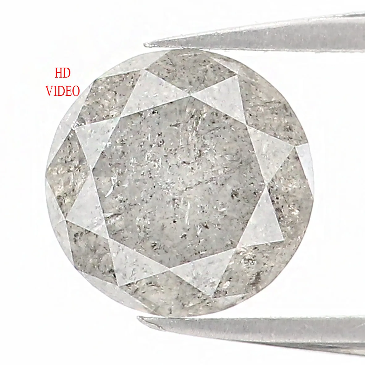 Natural Loose Round Salt And Pepper Diamond Black Grey Color 0.92 CT 6.20 MM Round Brilliant Cut Diamond L1201