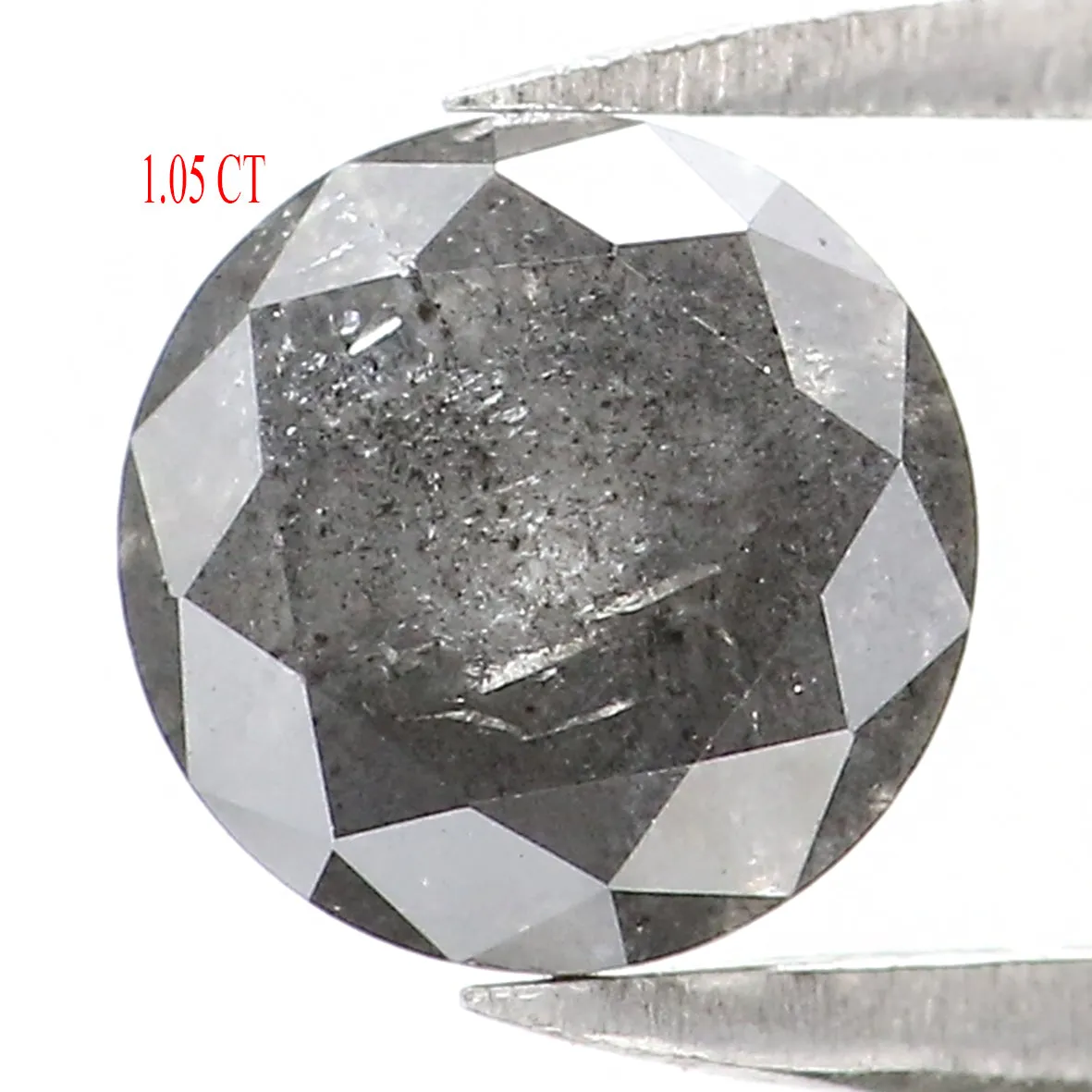 Natural Loose Round Salt And Pepper Diamond Black Grey Color 1.05 CT 5.90 MM Round Brilliant Cut Diamond L8084