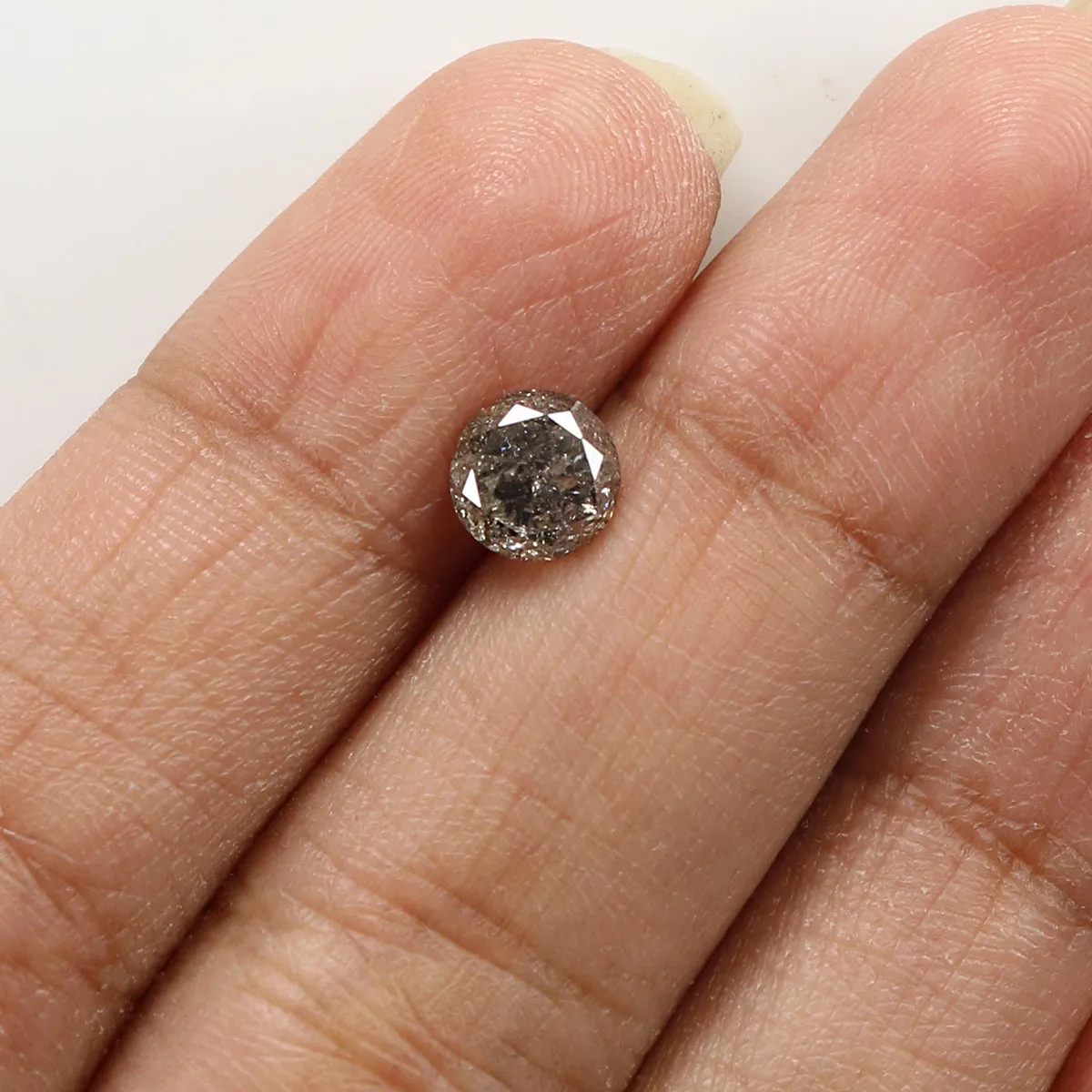 Natural Loose Round Salt And Pepper Diamond Black Grey Color 1.20 CT 6.20 MM Round Brilliant Cut Diamond L8379