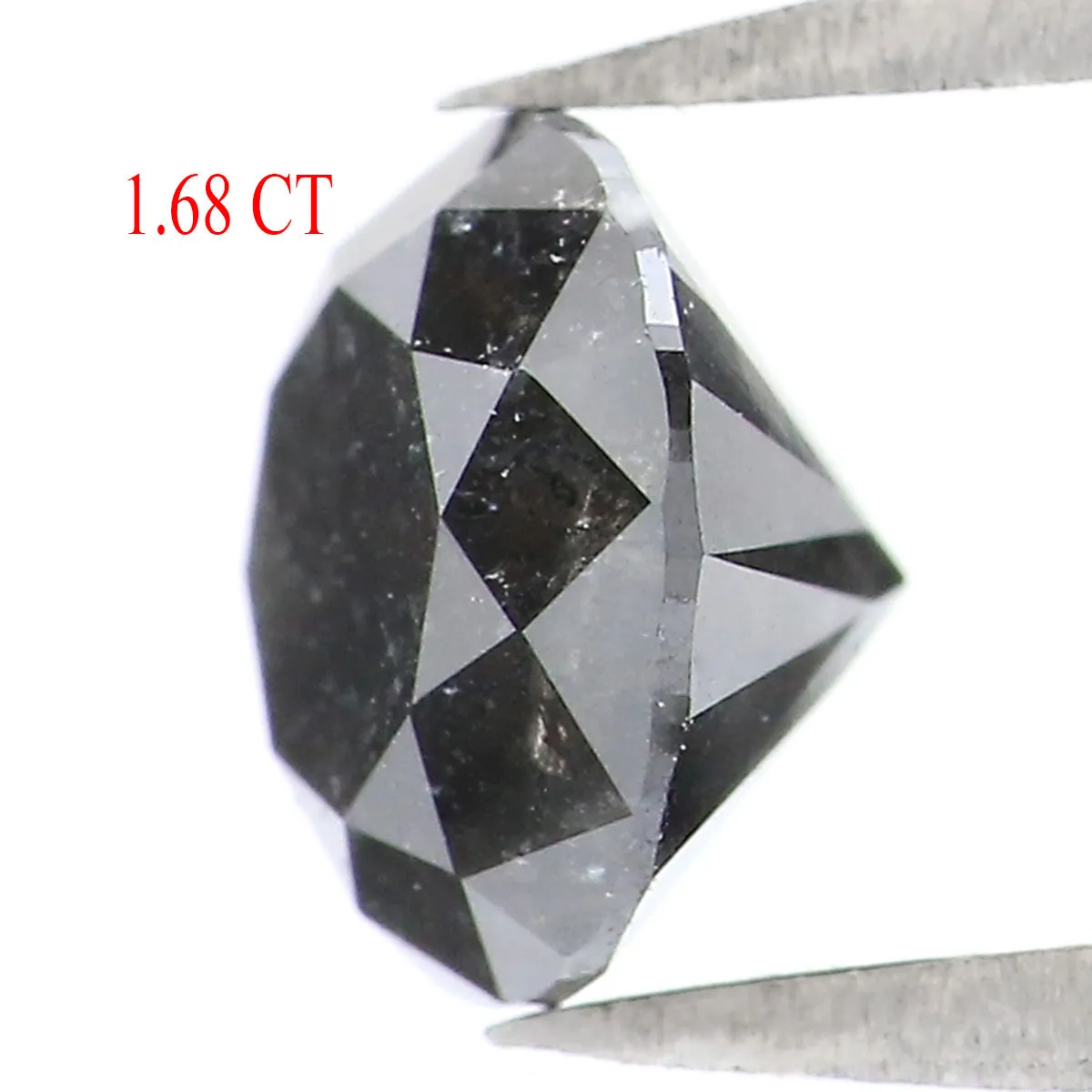 Natural Loose Round Salt And Pepper Diamond Black Grey Color 1.68 CT 7.25 MM Round Brilliant Cut Diamond KR1969