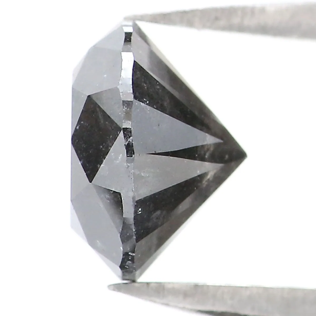 Natural Loose Round Salt And Pepper Diamond Black Grey Color 1.68 CT 7.25 MM Round Brilliant Cut Diamond KR1969