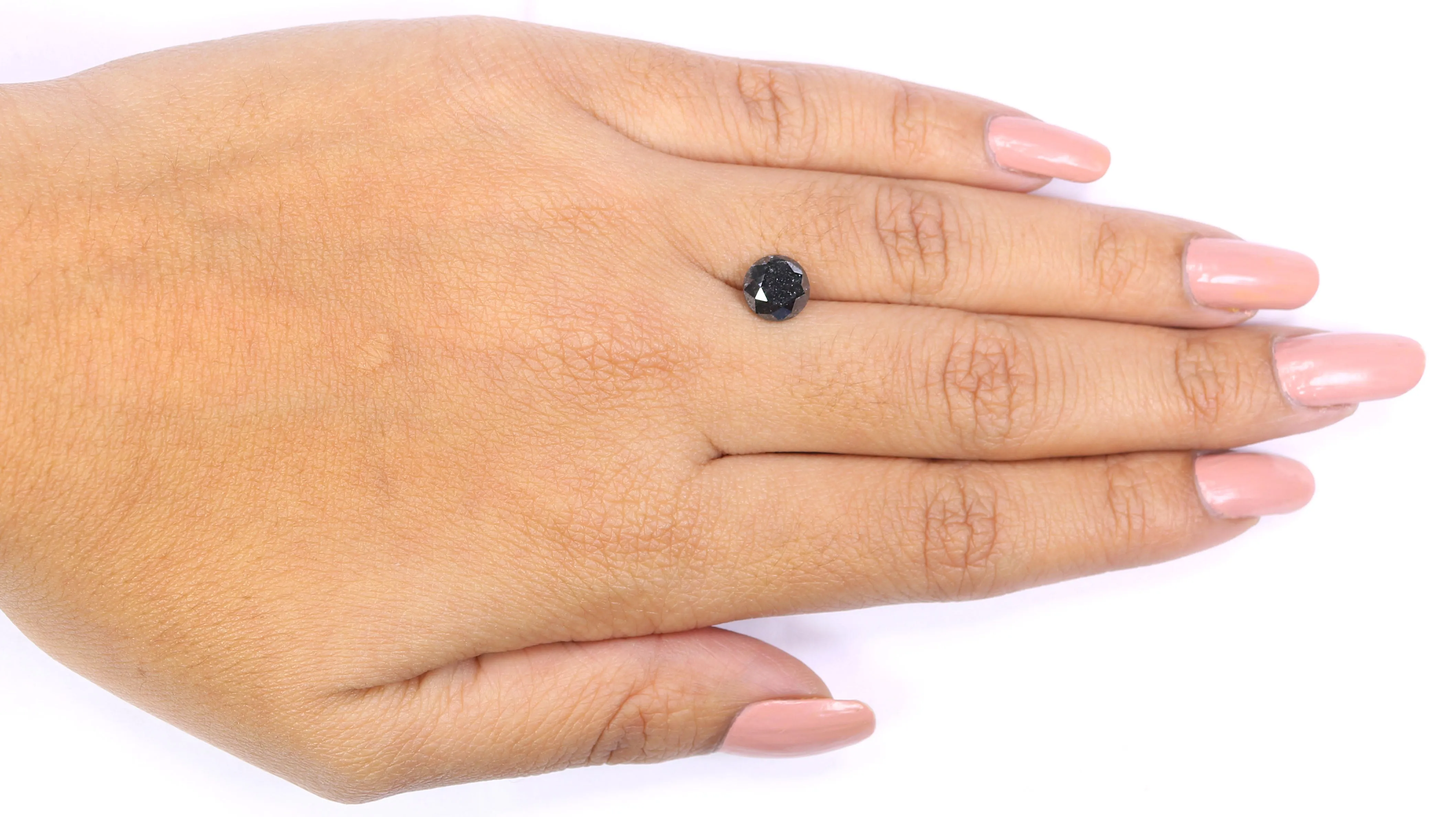 Natural Loose Round Salt And Pepper Diamond Black Grey Color 1.68 CT 7.25 MM Round Brilliant Cut Diamond KR1969