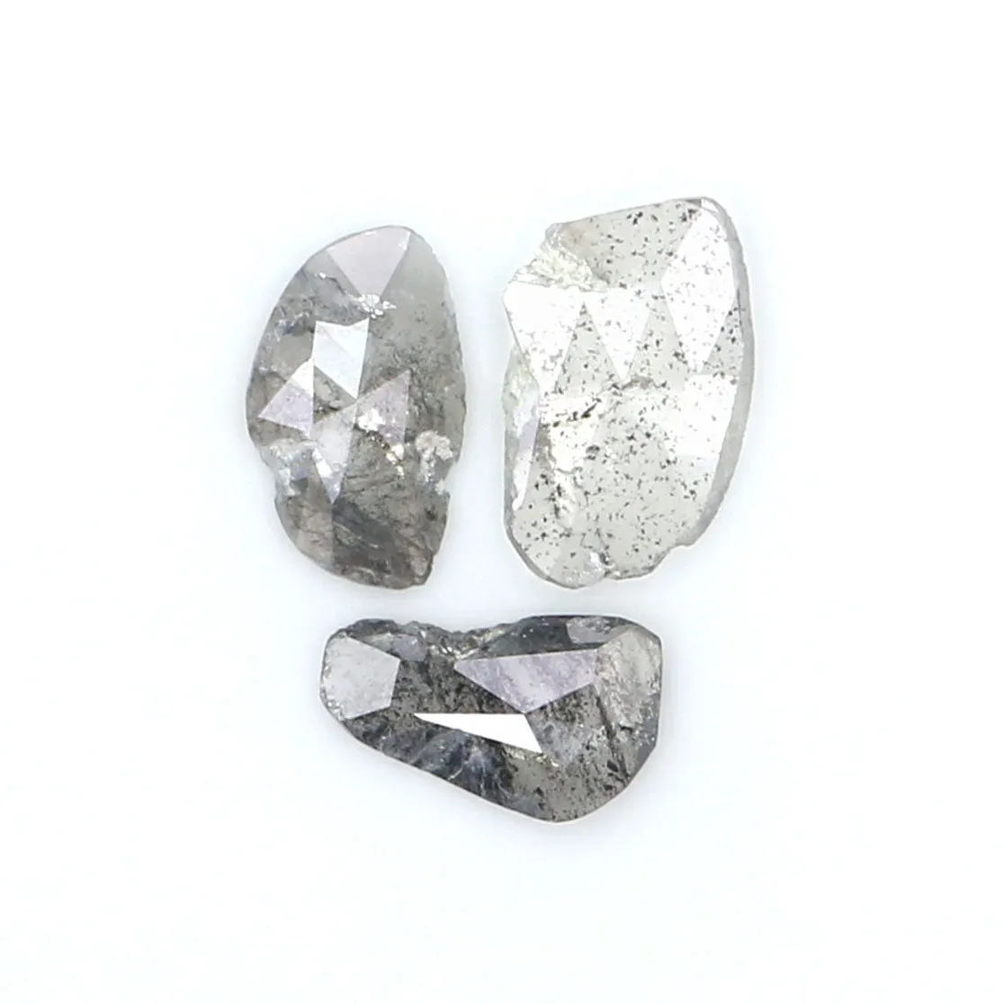 Natural Loose Slice Salt And Pepper Diamond Black Grey Color 0.91 CT 6.15 MM Slice Shape Rose Cut Diamond L2514