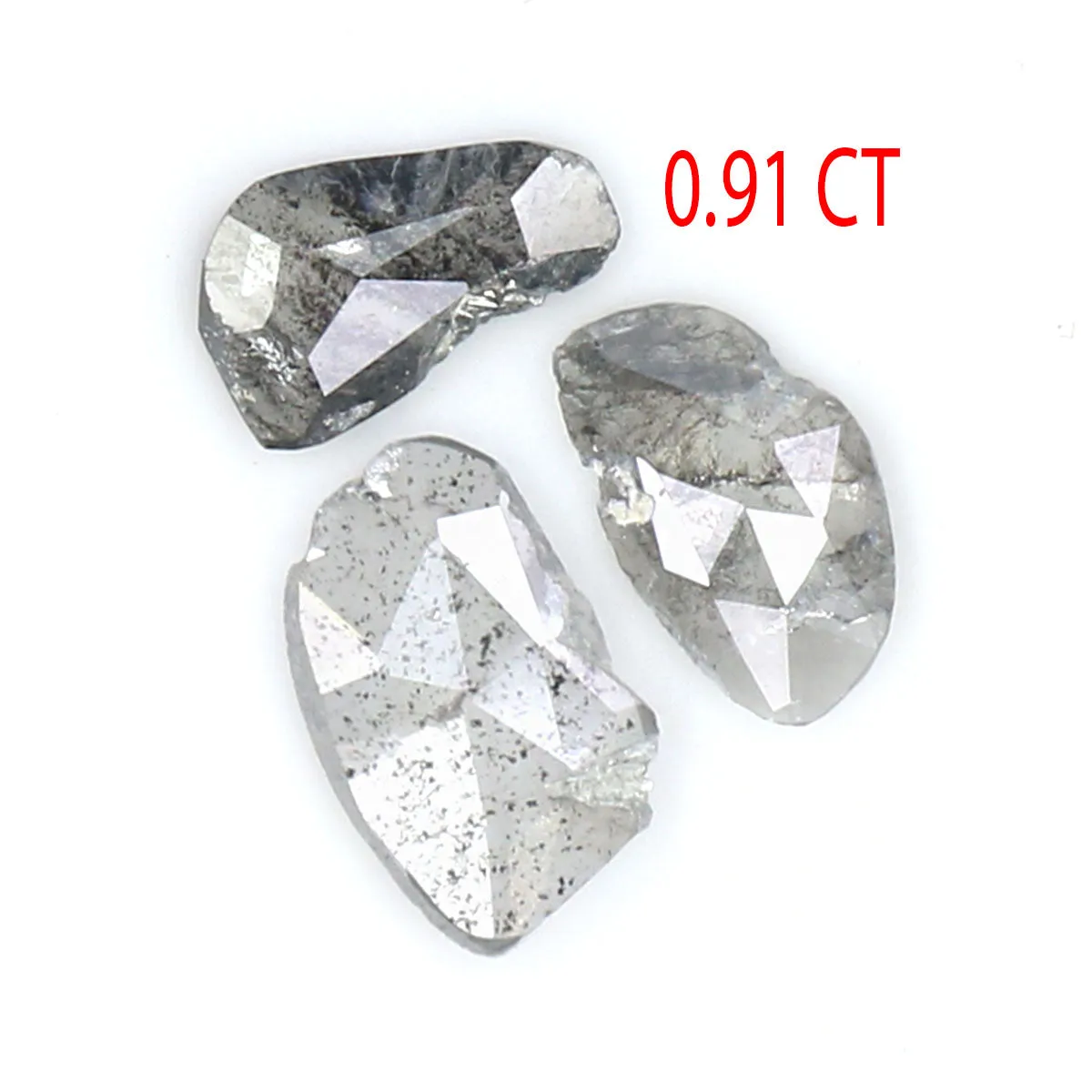 Natural Loose Slice Salt And Pepper Diamond Black Grey Color 0.91 CT 6.15 MM Slice Shape Rose Cut Diamond L2514