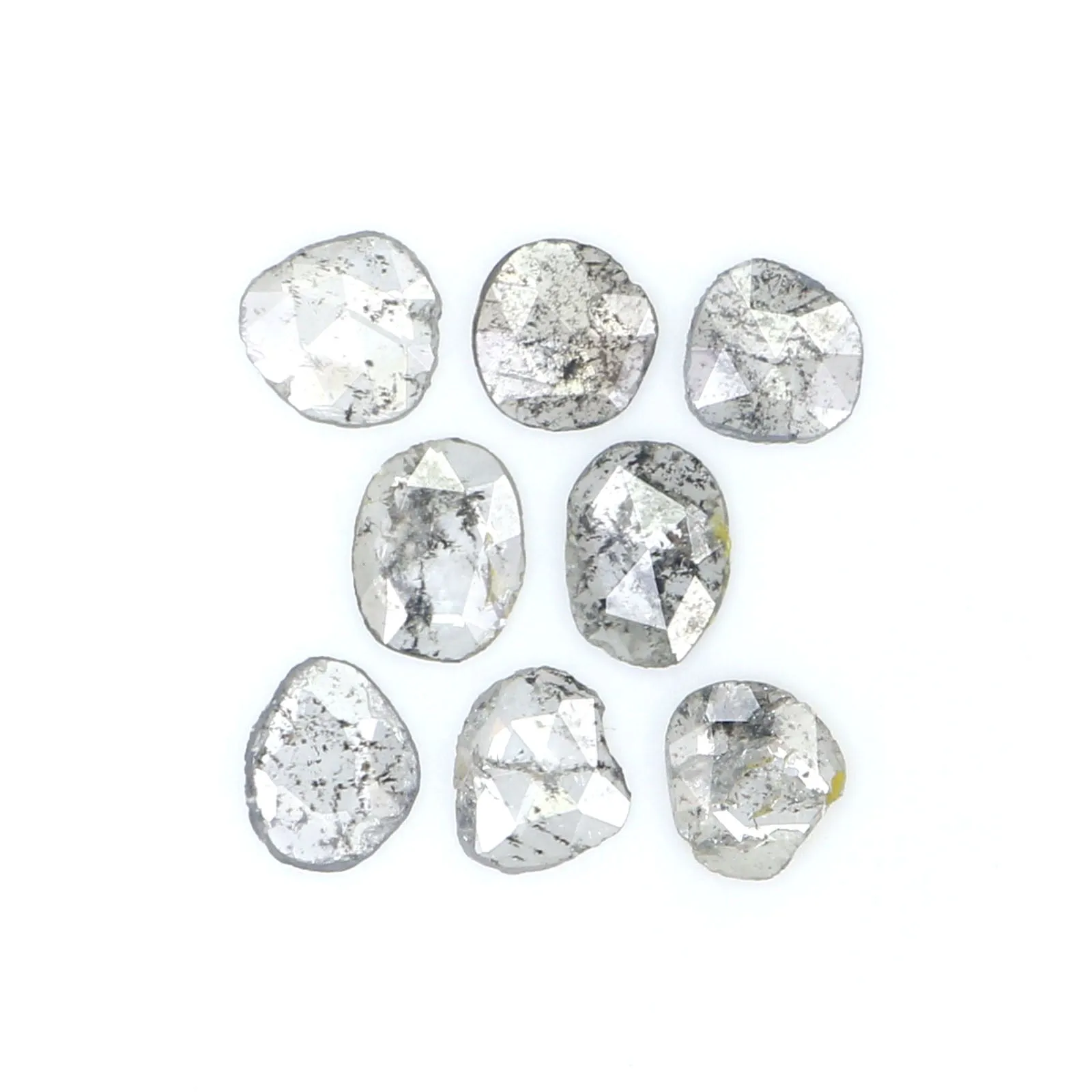 Natural Loose Slice Salt And Pepper Diamond Black Grey Color 0.93 CT 4.01 MM Slice Shape Rose Cut Diamond L2523