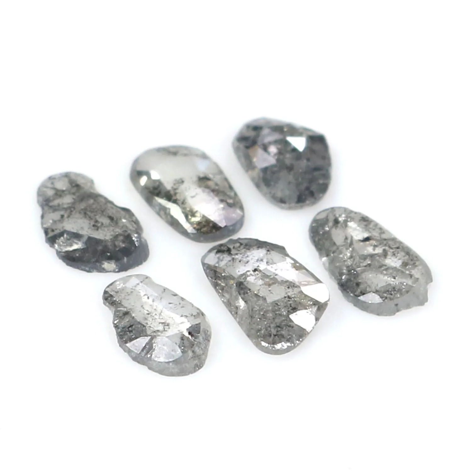 Natural Loose Slice Salt And Pepper Diamond Black Grey Color 1.02 CT 5.00 MM Slice Shape Rose Cut Diamond L2504