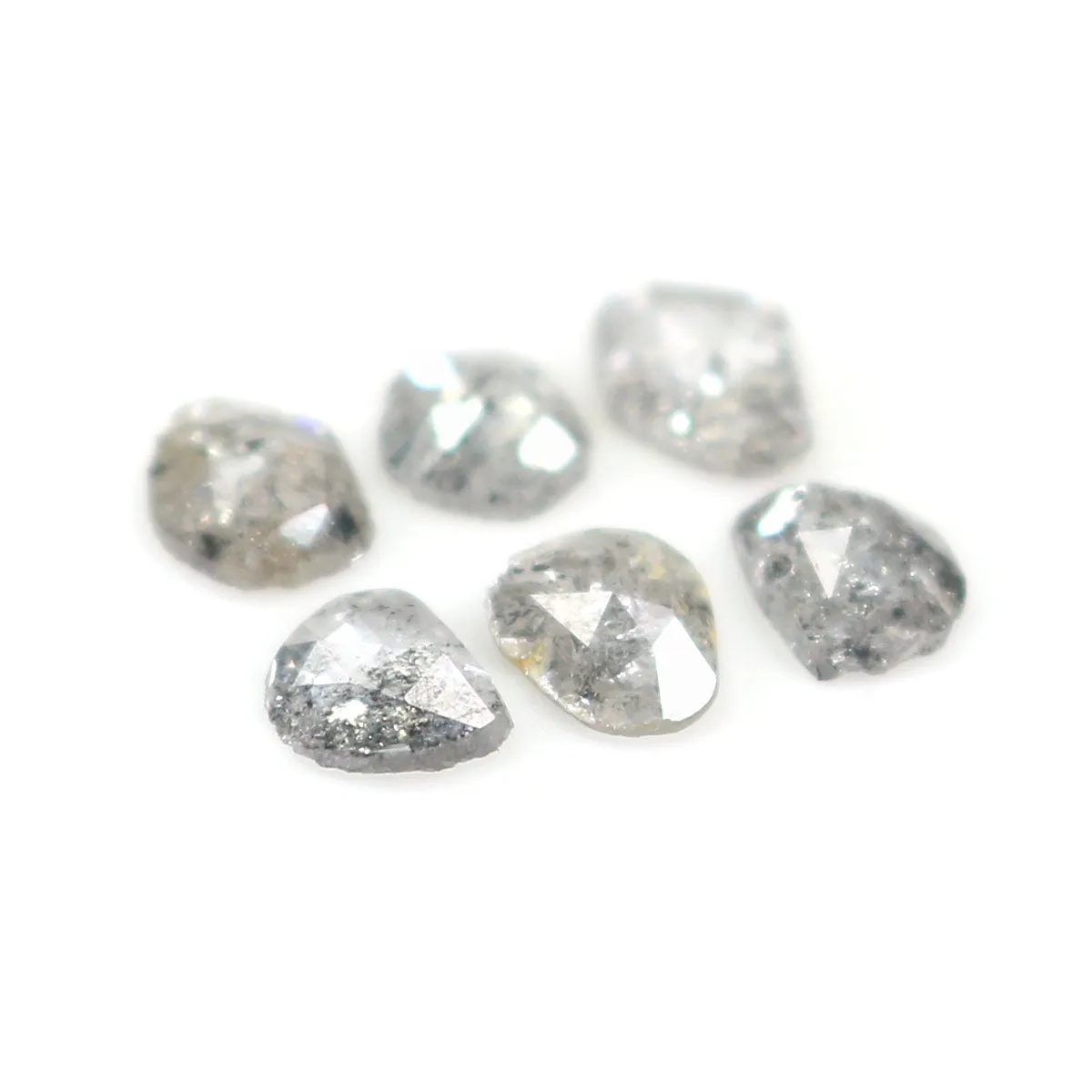 Natural Loose Slice Salt And Pepper Diamond Black Grey Color 1.10 CT 4.90 MM Slice Shape Rose Cut Diamond L2526