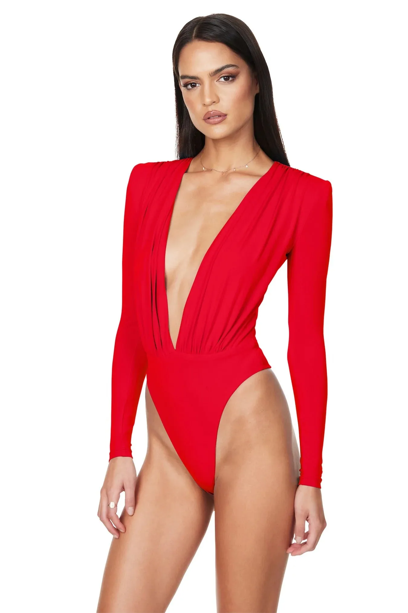 Nookie Dasha Plunge Bodysuit - Fiery Red