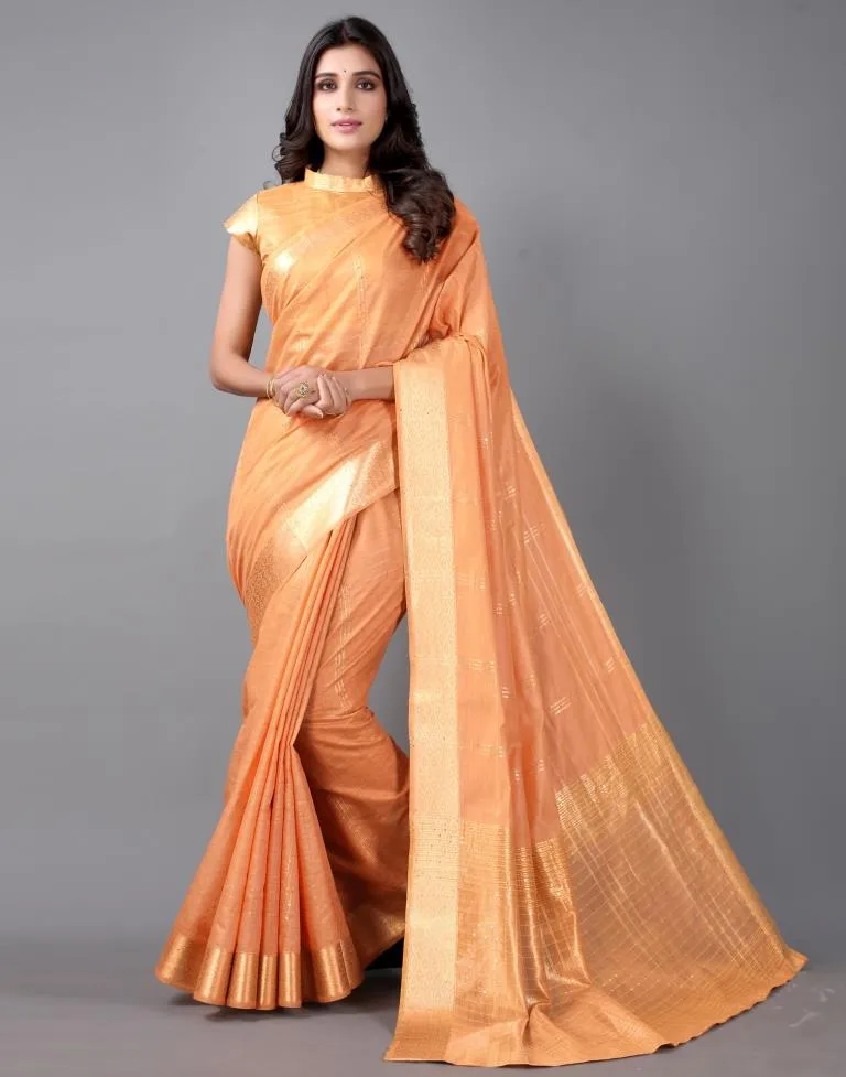 Orange Cotton Saree