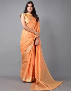 Orange Cotton Saree