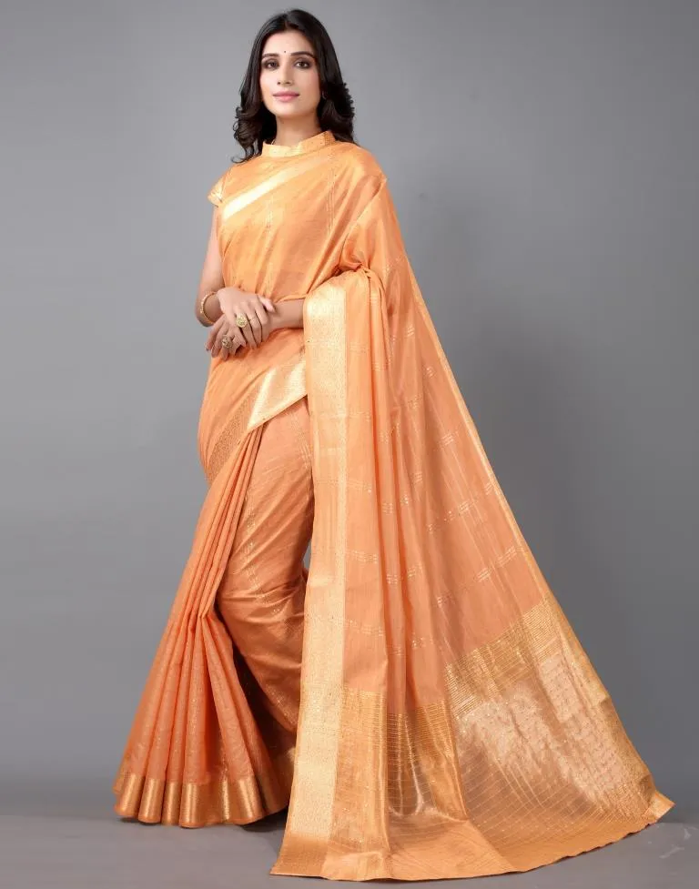 Orange Cotton Saree