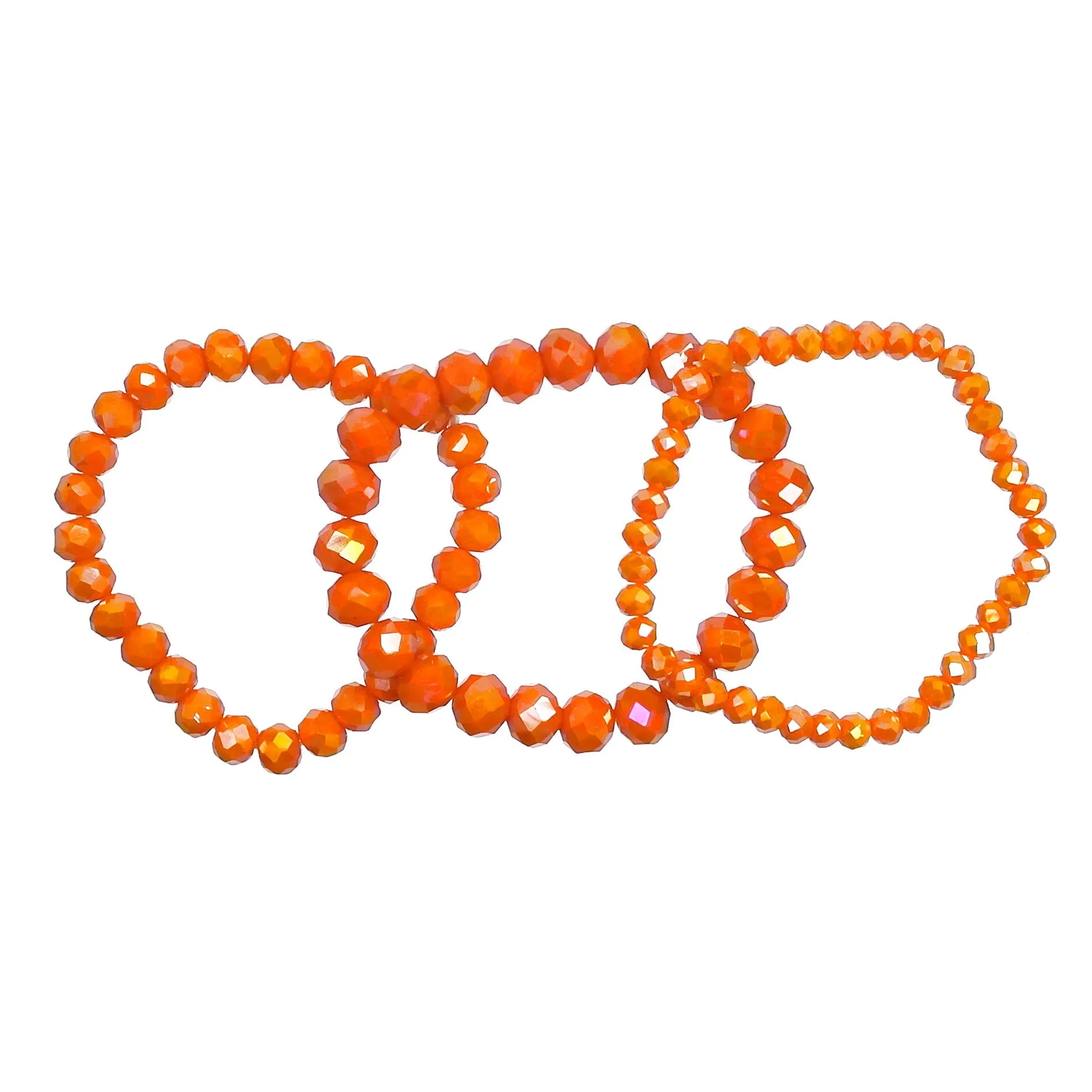 Orange Crystal Stretch Bracelets - 3 piece set