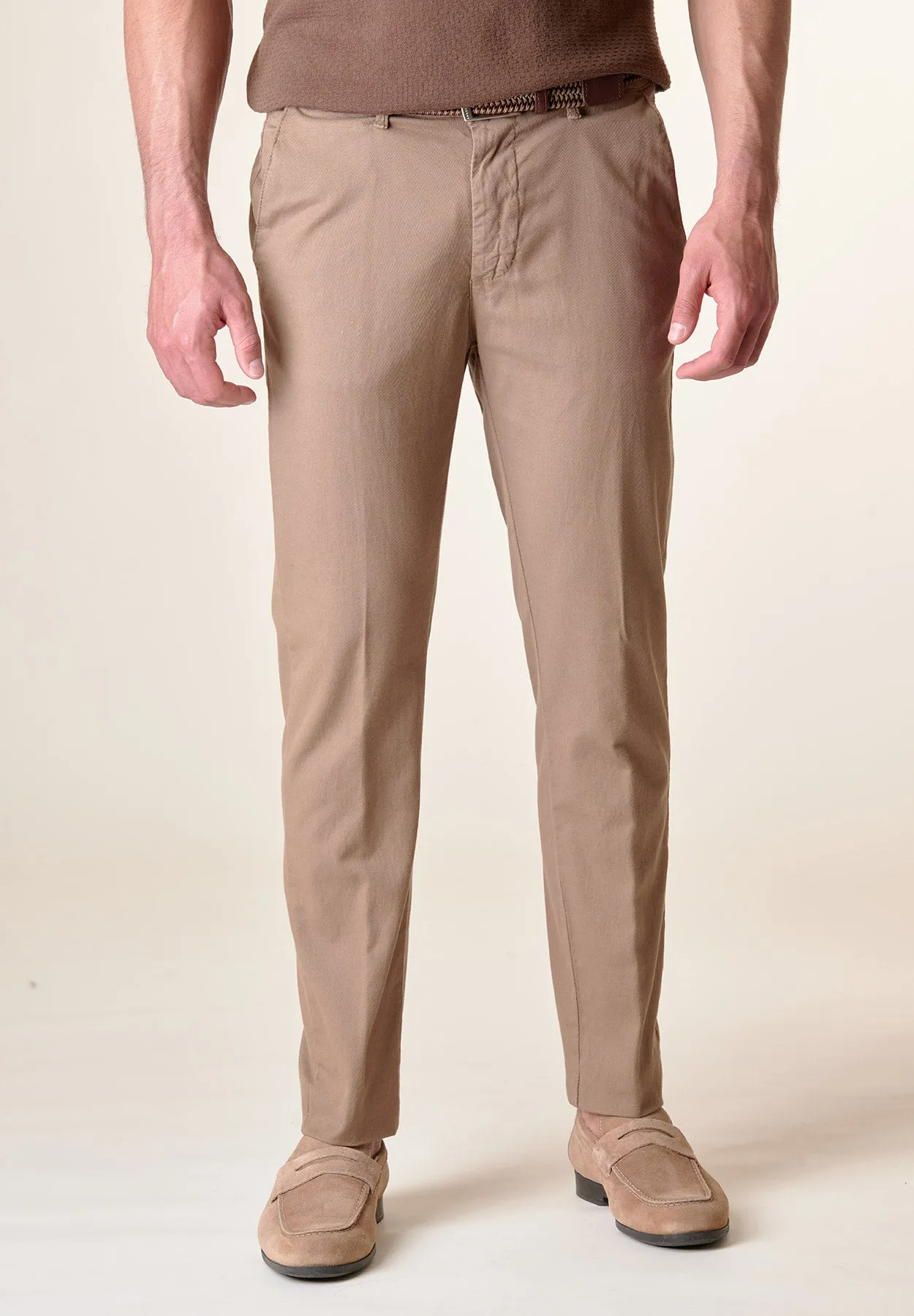 Pantalone kaki cotone-lino slim fit