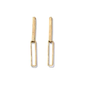 Parker Gold Rectangular Double Drop Hoops