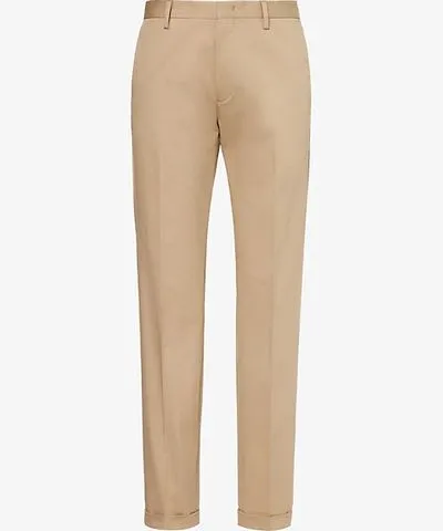 Paul Smith Mens Brown Brand-tab straight-leg slim-fit stretch organic-cotton chino trousers