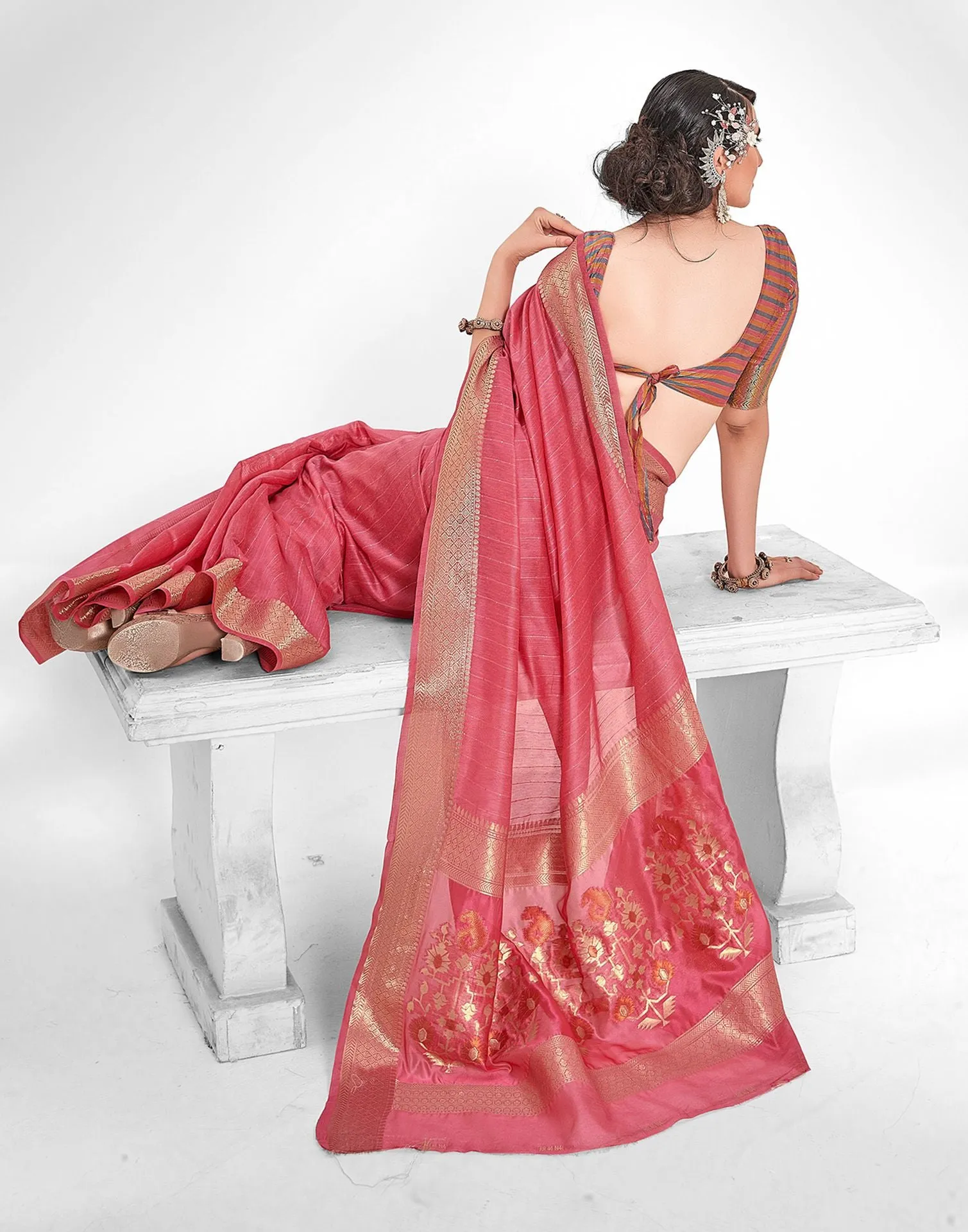 Pink Cotton Saree