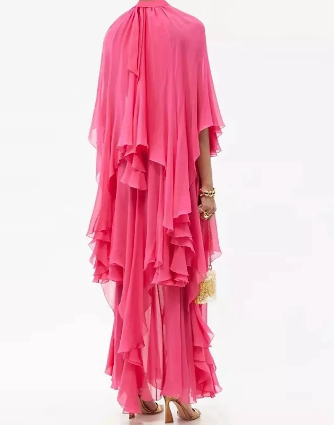 Pink Multi Layer Asymmetrical Dress