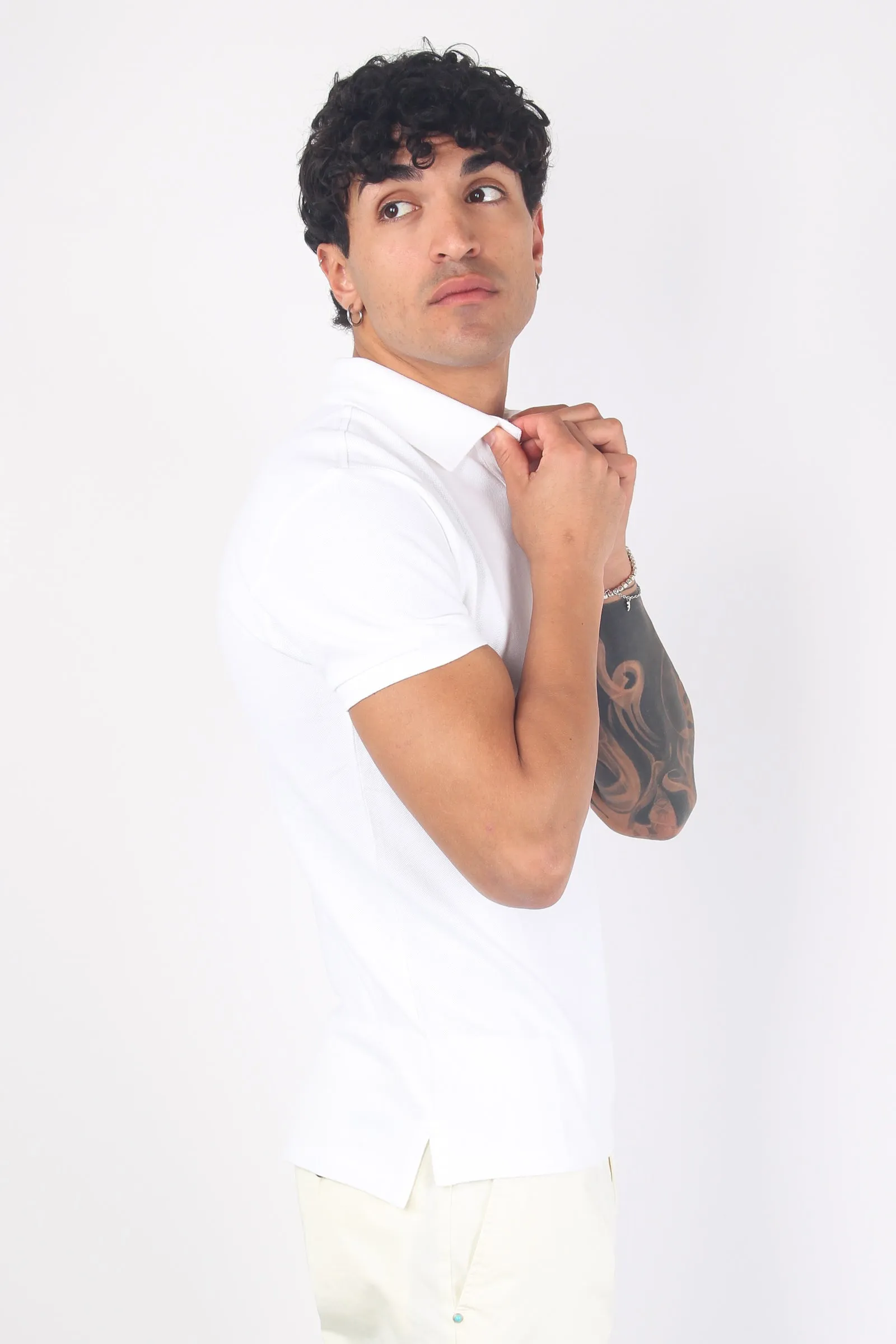 Polo Manica Corta Slim Fit White