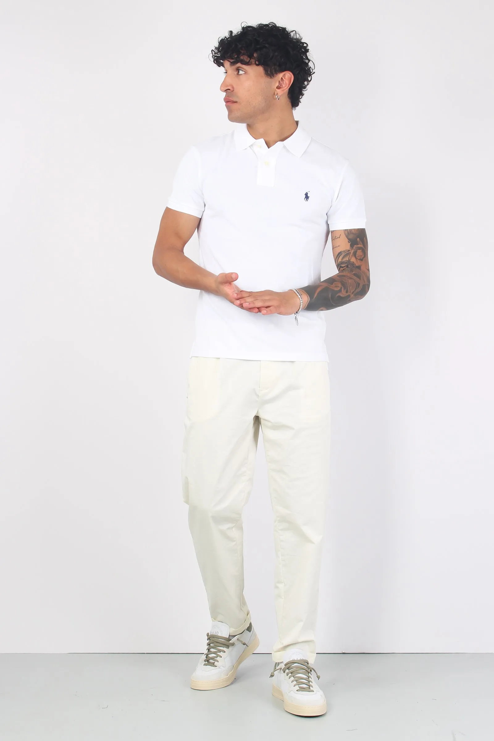 Polo Manica Corta Slim Fit White