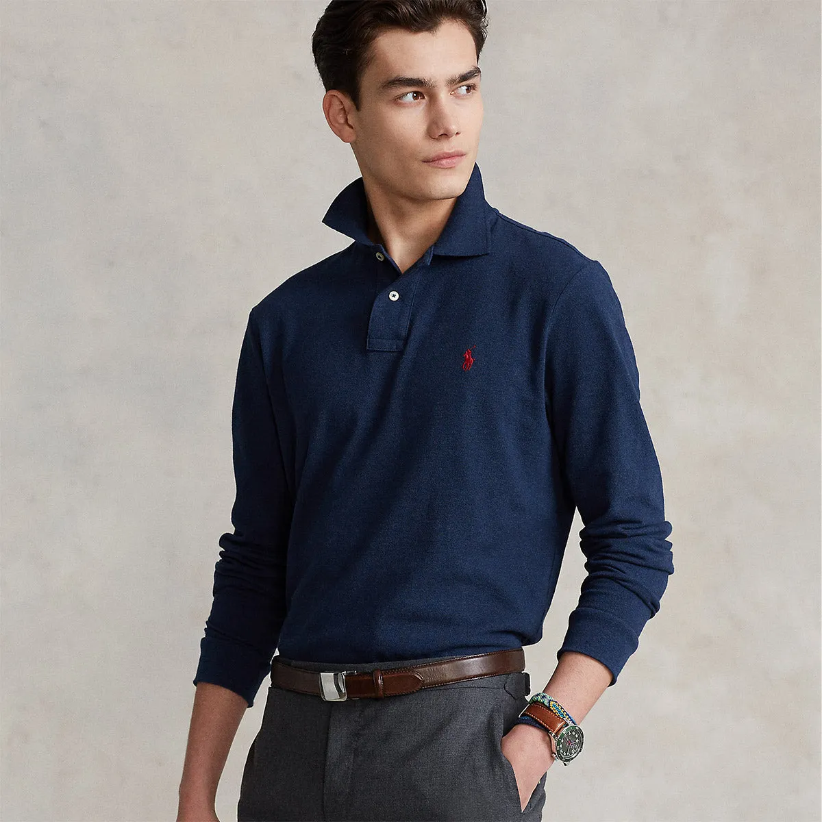 Polo Ralph Lauren - Long Sleeve Polo Shirt in Blue Heather