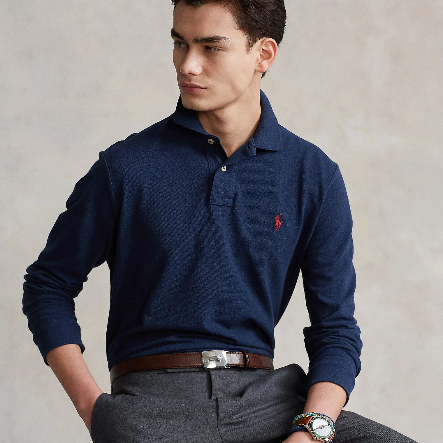 Polo Ralph Lauren - Long Sleeve Polo Shirt in Blue Heather