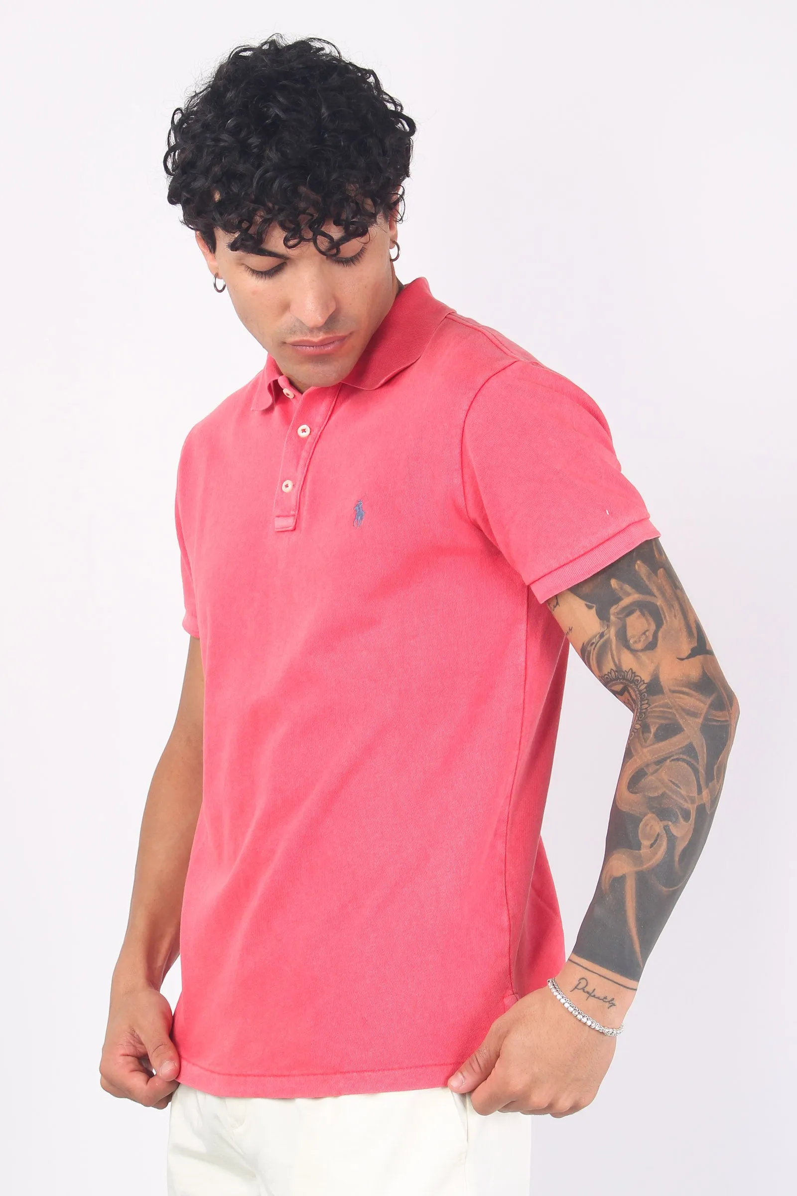 Polo Spugna Slim Fit Sunrise Red